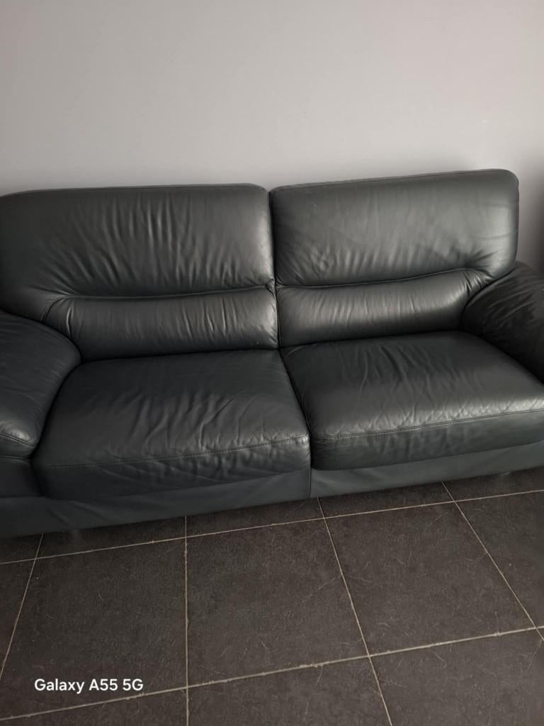 Lederen tweezit, Comme neuf, Enlèvement, 150 à 200 cm, Banc droit