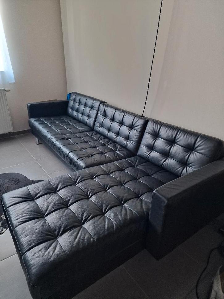 Siège d'angle en cuir noir, Maison & Meubles, Canapés | Salons, Neuf, Banc d'angle, Quatre personnes ou plus, Cuir, Enlèvement