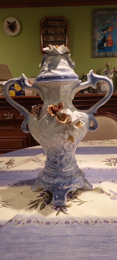 Vintage italiaanse porseleinen vaas capodimonte stijl 45 cm, Antiek en Kunst, Ophalen