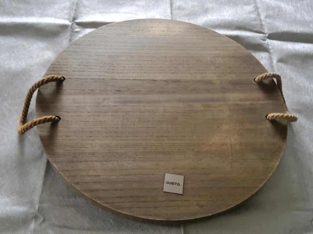 Borrelplank, Serveerplank, Decoratieplank - Merk Gusta, Ophalen, Zo goed als nieuw, Rond, Hout