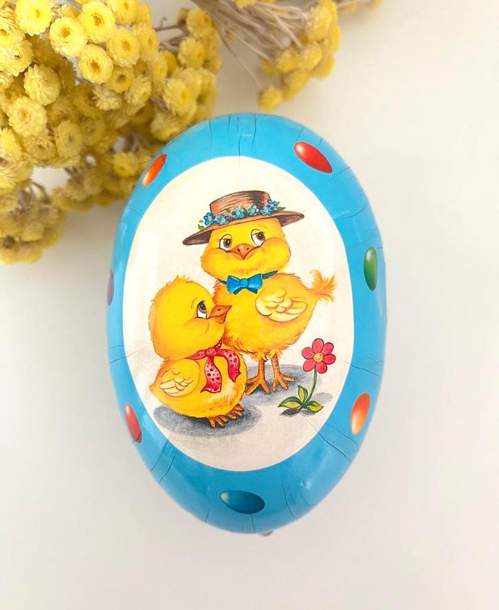 Boîte œuf en carton / papier mâché Couple de poussin, Diversen, Pasen, Gebruikt, Ophalen of Verzenden