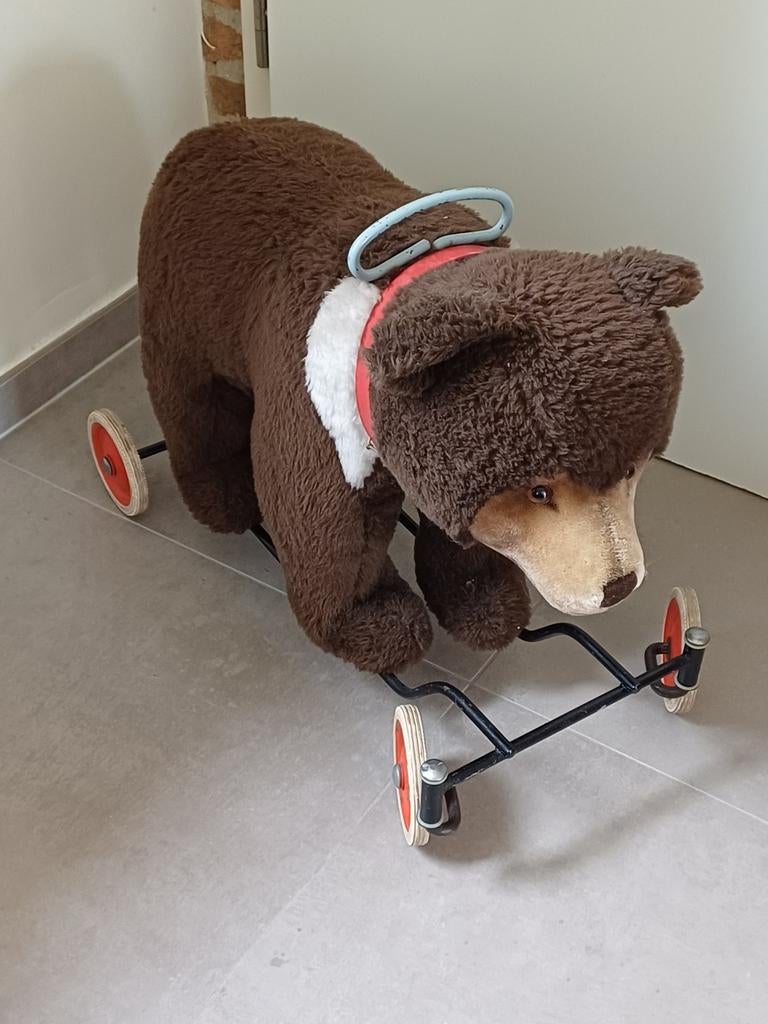 Antieke Steiff beer op wielen jaren '50 - '60, Ophalen