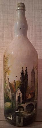 bouteille peinte - Vue sur la ville de Bruges, Livres, Enlèvement ou Envoi