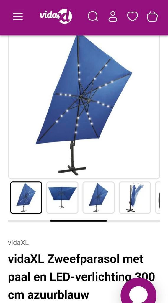 Nieuwe zweefparasol met voet en grote beschermhoes, Tuin en Terras, Parasols, Zweefparasol, Ophalen