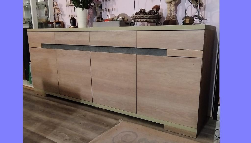 Dressoir en vitrinekast, Huis en Inrichting, Kasten | Dressoirs, Gebruikt, Met deur(en), Ophalen of Verzenden, Glas