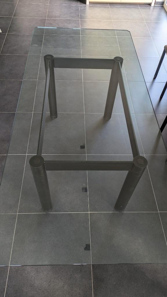 Grote Eettafel, Glas/Staal (220x99cm), Maison & Meubles, Tables | Tables à manger, Utilisé, 50 à 100 cm, 200 cm ou plus, Cinq personnes ou plus