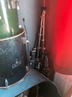 Drum elementen, groen/zwart met statieven en pedalen, Ophalen, Gebruikt