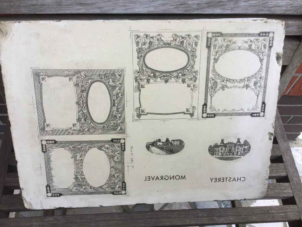 Antieke Litho druksteen oude etiketten aan 2 zijden 1910/12, Ophalen of Verzenden