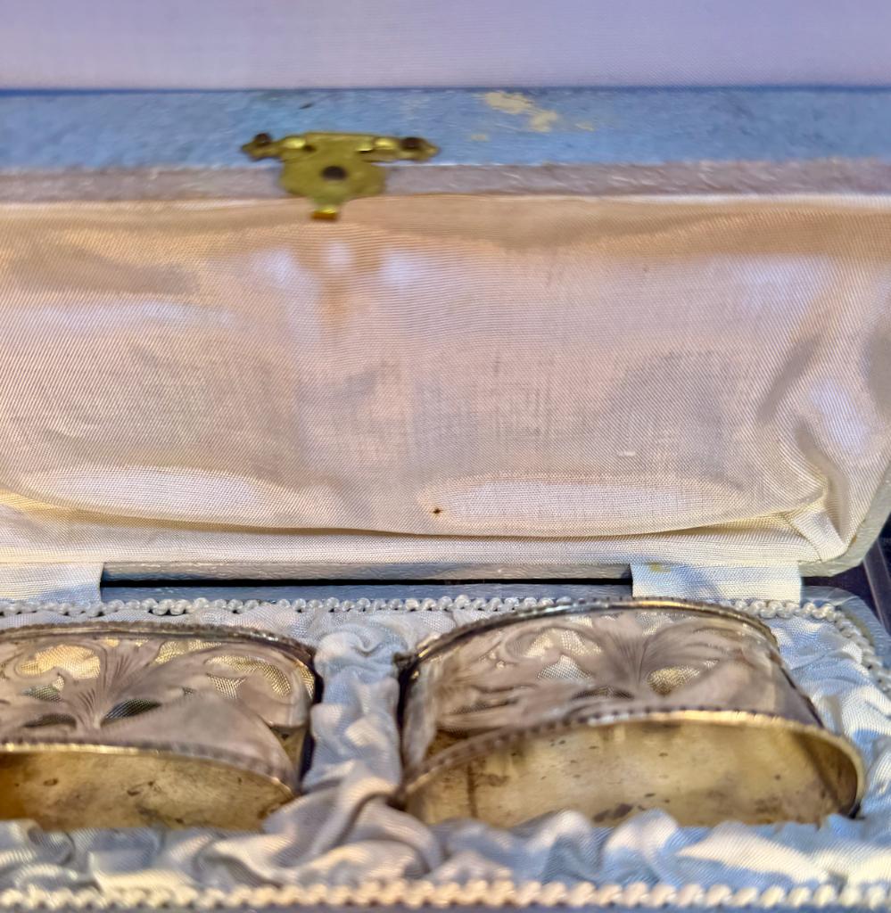 Paar zilveren servetringen - Art Nouveau-stijl, Ophalen of Verzenden