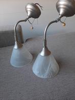 Hanglamp - 2 stuks - glas/○16 cm -  grijs, Ophalen of Verzenden, Zo goed als nieuw