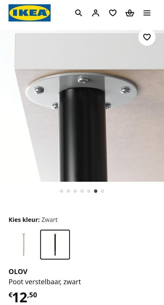 OLOV verstelbare Tafelpoten Ikea zwart, Huis en Inrichting, Bureaus, Zo goed als nieuw, Bureau, In hoogte verstelbaar, Ophalen