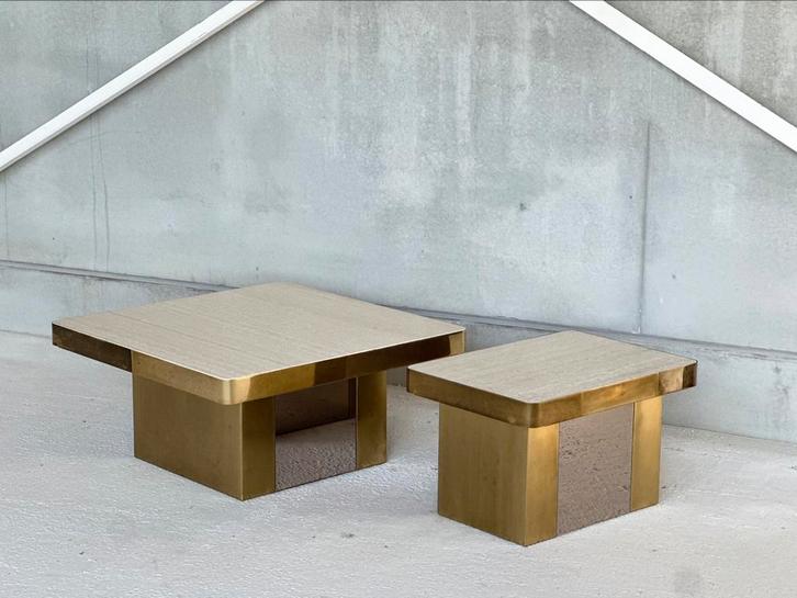 Vintage brass coffeetable’s, 1980’s, Antiek en Kunst, Antiek | Meubels | Tafels, Ophalen
