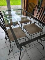 Dringende (verplaatsbare) eetkamertafel + 4 stoelen, Ophalen, 50 tot 100 cm, Zo goed als nieuw, Glas