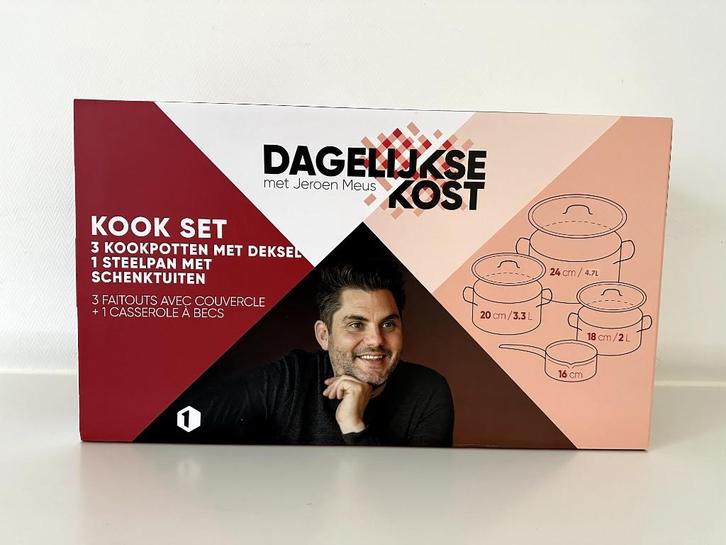 Dagelijkse kost / Jeroen Meus / 3 kookpotten + 1 steelpan!, Huis en Inrichting, Keuken | Potten en Pannen, Nieuw, Kookpan of Snelkookpan