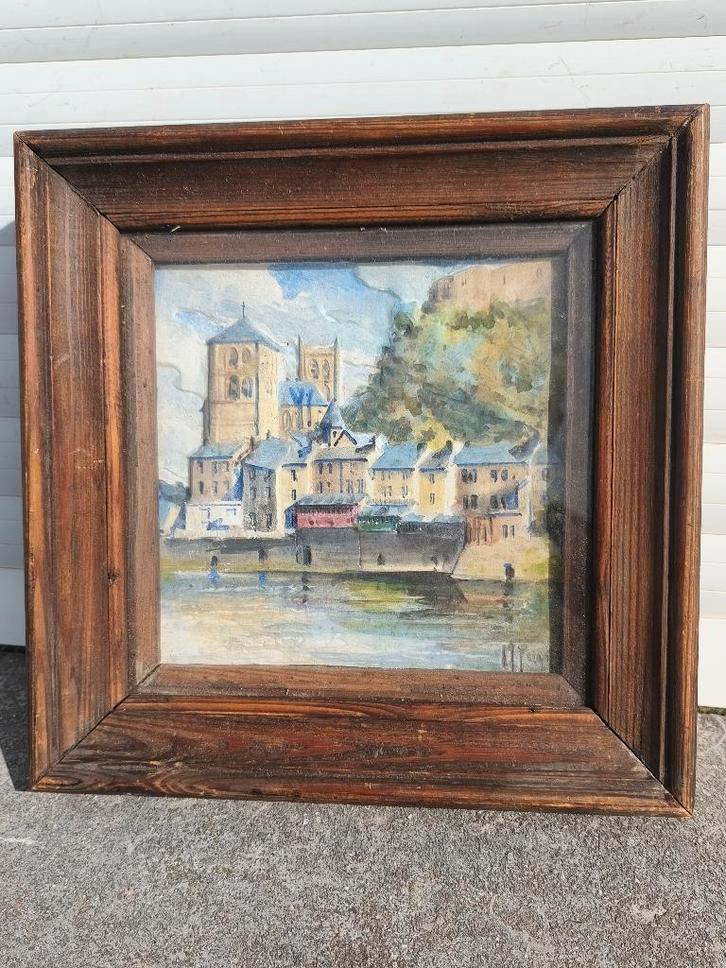 Aquarelle sur plaque en plâtre relief signe Michel genot, Antiquités & Art, Art | Peinture | Classique, Enlèvement ou Envoi