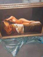 Prachtig schilderij  op doek 123 op 85 met mooie  lijstj, Ophalen
