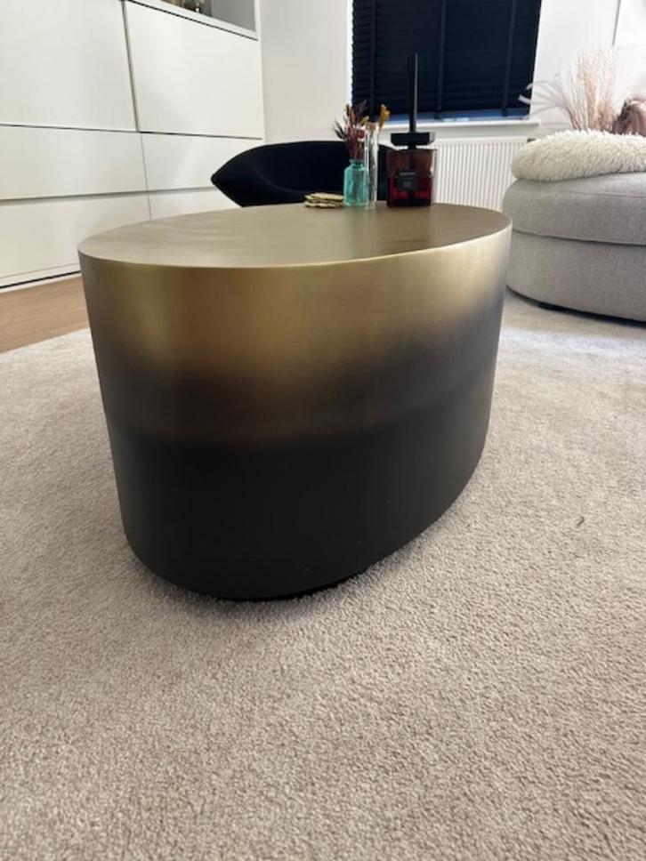 Design salontafel/koffietafel mat goud/zwartkleurig, Huis en Inrichting, Tafels | Salontafels, Zo goed als nieuw, 50 tot 100 cm