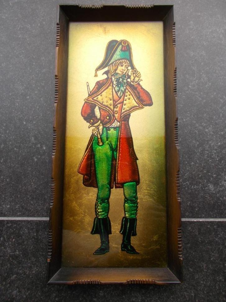 Prent edelman op bladgoud achter glas jaren 60 - 70, Antiek en Kunst, Kunst | Etsen en Gravures, Ophalen of Verzenden