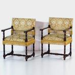 Set van twee vintage antieke bibliotheek fauteuils, 19e eeuw, Ophalen of Verzenden, Zo goed als nieuw, Metaal, 19e eeuw