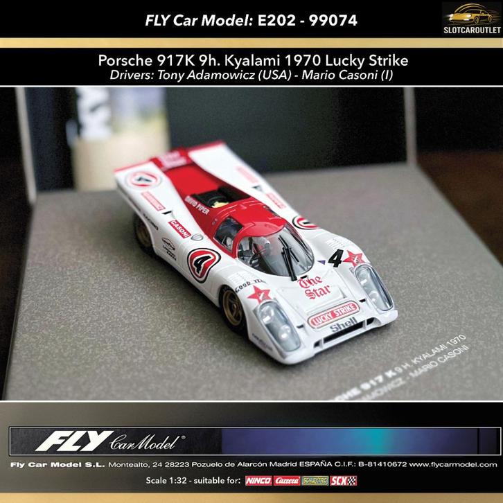 99074 Fly Porsche 917K 9H Kyalami 1970 Lucky Strike‼️, Kinderen en Baby's, Speelgoed | Racebanen, Nieuw, Elektrisch, Verzenden