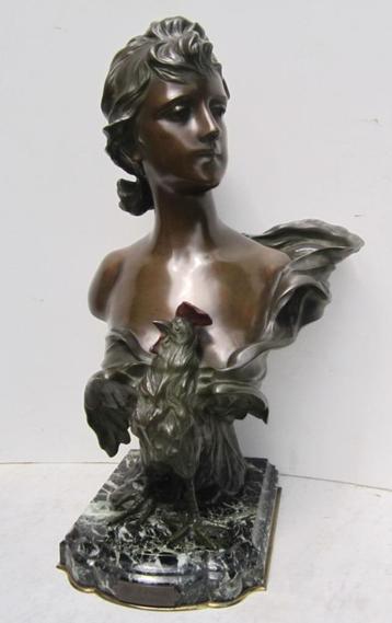 Art nouveau bronzen buste brons A. Nelson ca 1900; 65 cm