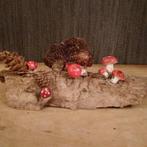 Decoratie paddenstoelen op schors/hout, Verzenden