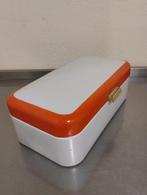 Boîte à pain vintage en métal émaillé orange et blanc, Comme neuf, Orange, Boîte, Enlèvement ou Envoi