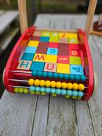 Houten trolley cijfers- en alfabetblokken + telraam koopje!, Kinderen en Baby's, Speelgoed | Houten speelgoed, Zo goed als nieuw