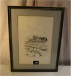Mooie Pentekening 'Kasteel in de Verte' - JM Lauwereys, Antiek en Kunst, Kunst | Tekeningen en Fotografie, Ophalen of Verzenden