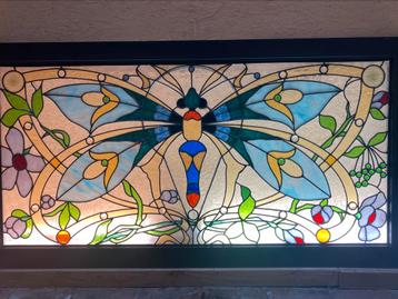 Glas in lood met Libel art nouveau beschikbaar voor biedingen