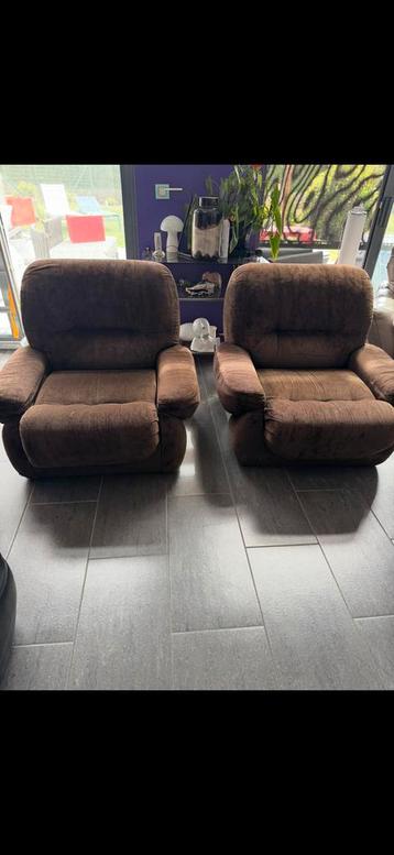 2 sofas  vintage Space age / velours marron et argenté beschikbaar voor biedingen