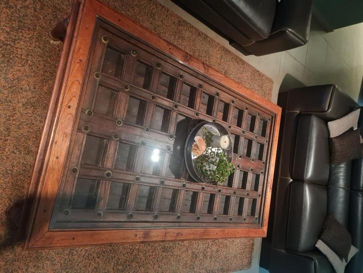 Antieke tafel,  gemaakt met 125 jaar oude deur., Antiek en Kunst, Antiek | Meubels | Tafels, Ophalen