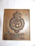 ABBL Grenadier 1914 / 1918 herdenkingsplaat, Embleem of Badge, Ophalen of Verzenden, Landmacht