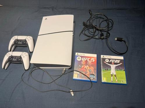 Sony PlayStation 5 Slim Disc Edition/ 2 Controllers + Games, Games en Spelcomputers, Spelcomputers | Sony PlayStation 5, Zo goed als nieuw