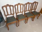 6 antieke houten stoelen met groene lederen zit, Antiek en Kunst, Antiek | Meubels | Stoelen en Sofa's, Ophalen