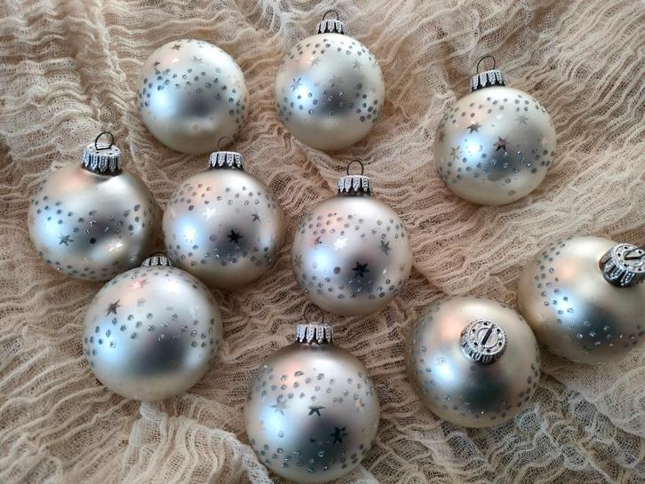 Set van 10 oude mondgeblazen kerstballen, Diversen, Kerst, Gebruikt, Ophalen of Verzenden