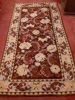 Tapijt, smyrna, handgeknoopt, gele bloemen , bruin 2,30mx1,2, Ophalen, 100 tot 150 cm, 200 cm of meer, Zo goed als nieuw