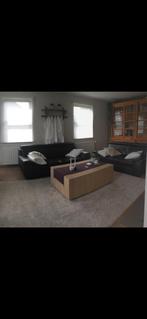 Zetel 2+3 leder donkerbruin, Huis en Inrichting, Zetels | Zetels, Ophalen, Leer, Zo goed als nieuw, Rechte bank