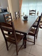 Tafel  2 m x 90 cm + 2 verlengstukken van 50 cm elk + stoele, Huis en Inrichting, Tafels | Eettafels, Ophalen, Zo goed als nieuw