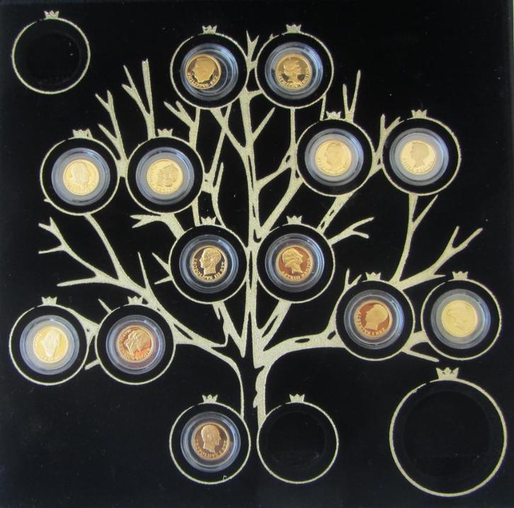 De Koninklijke stamboom van Belgie in kleinste goud, Verzamelen, Koningshuis en Royalty, Zo goed als nieuw, Postzegel(s) of Munt(en)