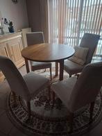 Ronde tafel lichte kleur met dressoir en spiegel en 4 stoele, Ophalen, Zo goed als nieuw