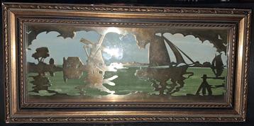 Schilderij van 1930, met echt brons erin verwerkt, Enlèvement