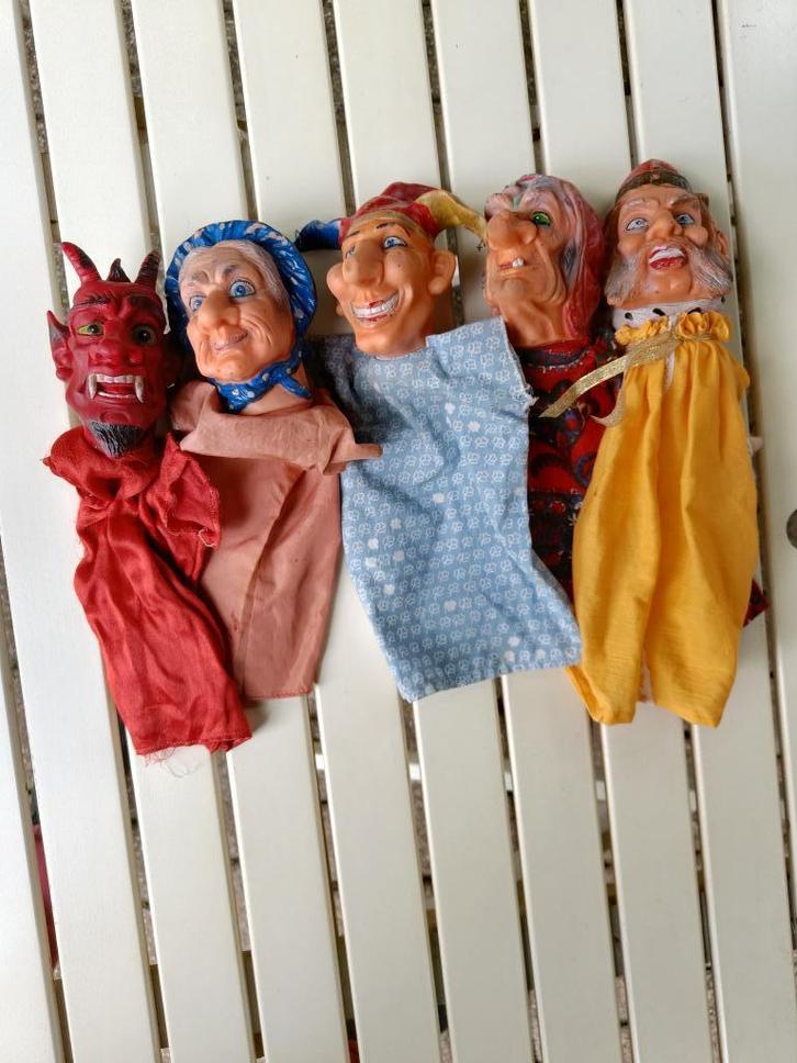 Vintage poppenkast handpoppen, Antiek en Kunst, Antiek | Speelgoed, Ophalen of Verzenden