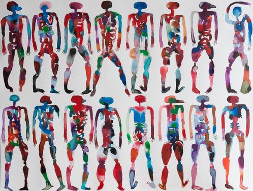 Origineel gouache van Wole Lagunju 2017 Nigeria, Antiek en Kunst, Kunst | Niet-Westerse kunst, Ophalen of Verzenden
