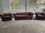 Oude Engelse chesterfield, Ophalen of Verzenden, Leer