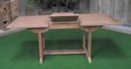 TEAK-tuintafel, tuinzetels, LED-parasol en koffer, Ophalen, 4 zitplaatsen, Teakhout, Zo goed als nieuw