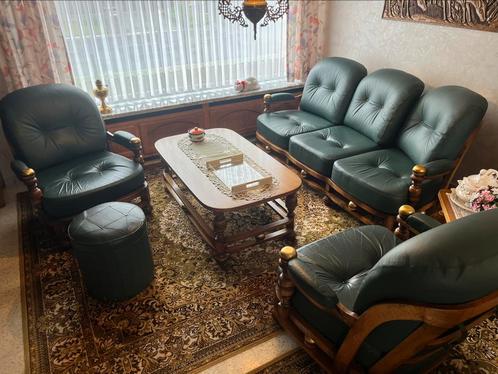 Set van authentieke zetels - 3-zit, 2 faiteuils + poef, Antiek en Kunst, Antiek | Meubels | Stoelen en Sofa's, Ophalen