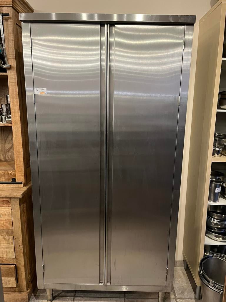 Horeca:Armoire 1m x 44 cm x 2 m, 4 étagères, Mobilier en inox, Enlèvement, Utilisé, Nicole & Co