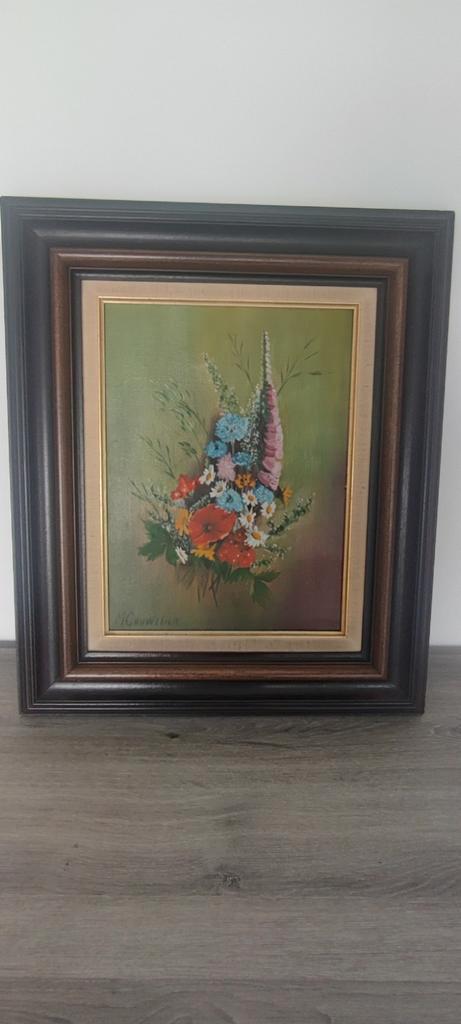 2 schilderijen met bloemen gesigneerd, Antiek en Kunst, Kunst | Schilderijen | Klassiek, Ophalen of Verzenden
