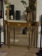 Console tafel met spiegelend blad en gouden poten, Huis en Inrichting, Ophalen, Zo goed als nieuw